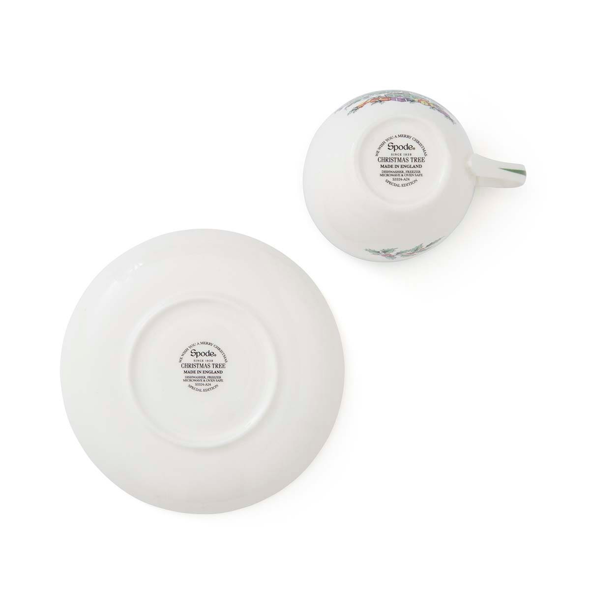 Christmas Tree Set of 4 Teacups & Saucers