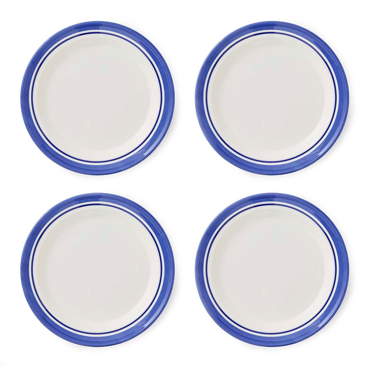 Potter's Stripe Set of 4 Dinner Plates, Blue