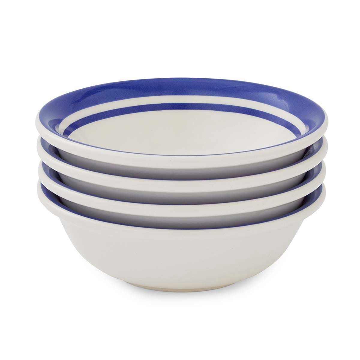 Potter's Stripe Set of 4, 13cm Bowls, Blue