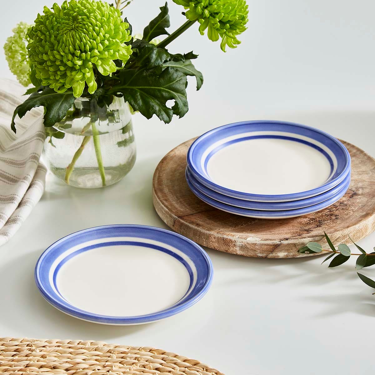 Potter's Stripe Set of 4 Bread Plates, Blue