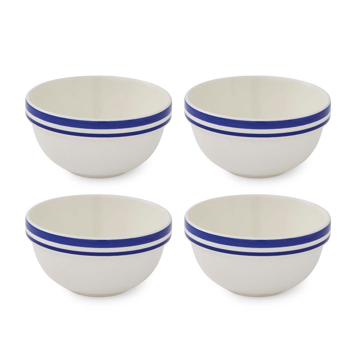 Potter's Stripe Set of 4, 5 Inch Stacking Bowls, Blue