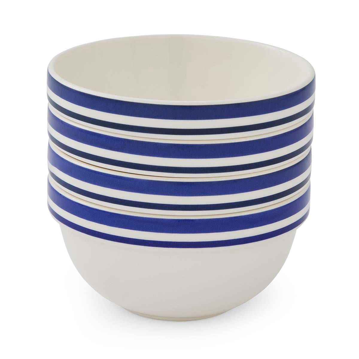 Potter's Stripe Set of 4, 5 Inch Stacking Bowls, Blue