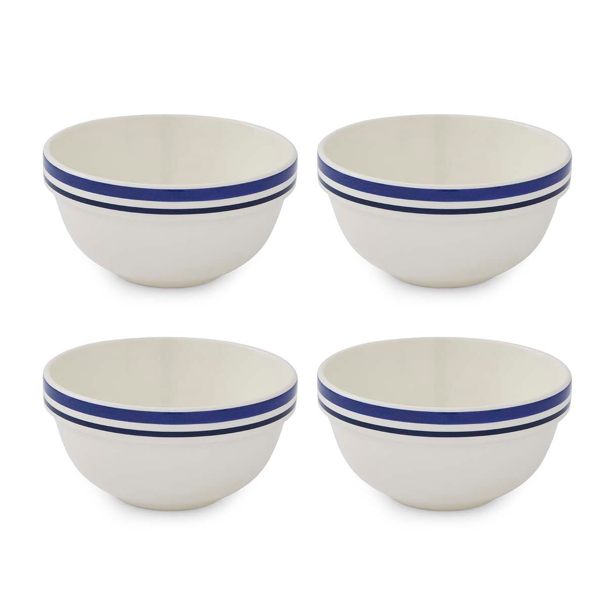 Potter's Stripe Set of 4, 5.5 Inch Stacking Bowls, Blue