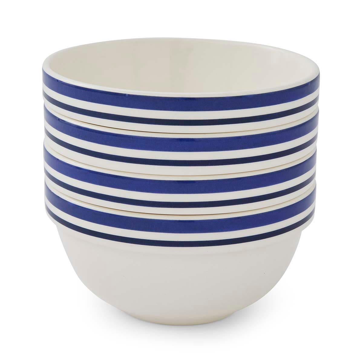 Potter's Stripe Set of 4, 5.5 Inch Stacking Bowls, Blue
