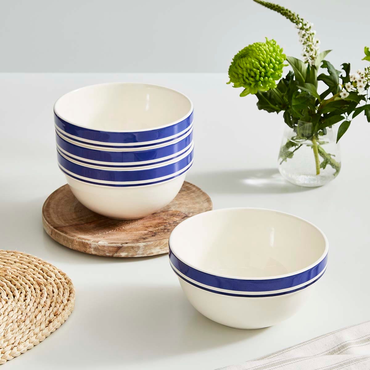 Potter's Stripe 7 Inch Stacking Bowl, Blue