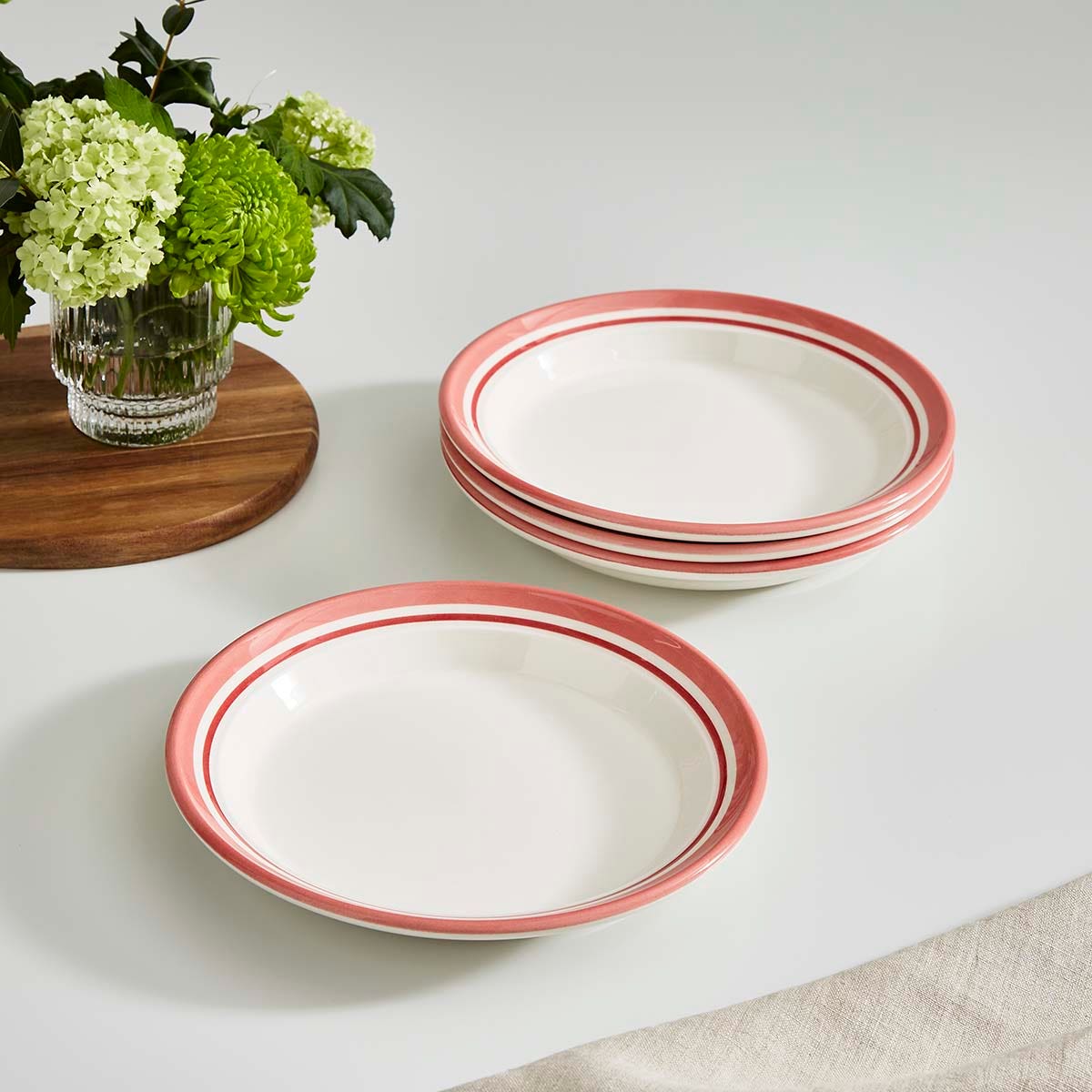 Potter's Stripe Set of 4 Side Plates, Red