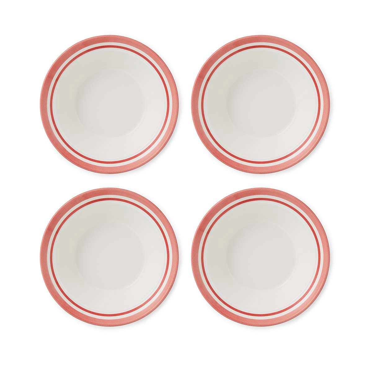 Potter's Stripe Set of 4 Oatmeal Bowls, Red