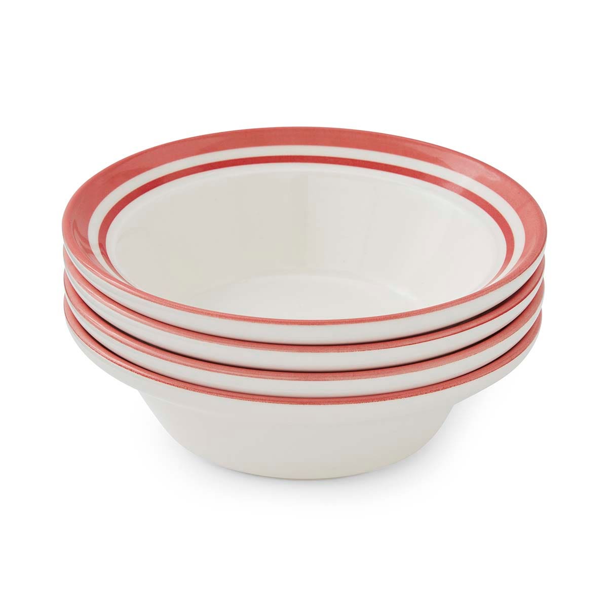 Potter's Stripe Set of 4 Oatmeal Bowls, Red