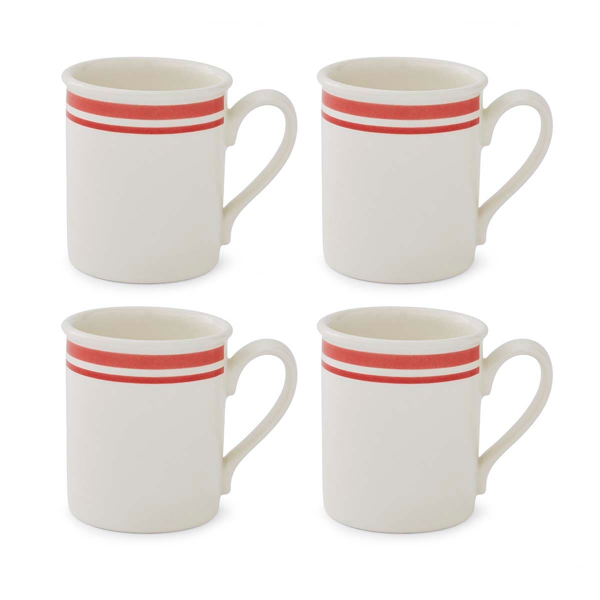 Potter's Stripe Set of 4, Breakfast Mugs, Red