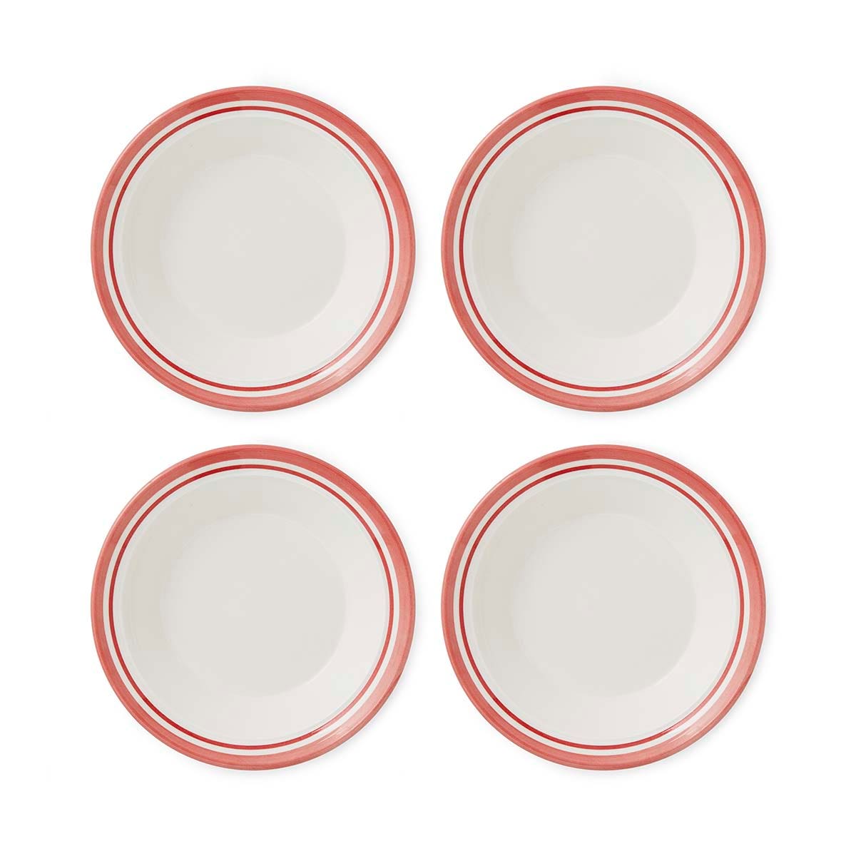 Potter's Stripe Set of 4 Soup Plates, Red
