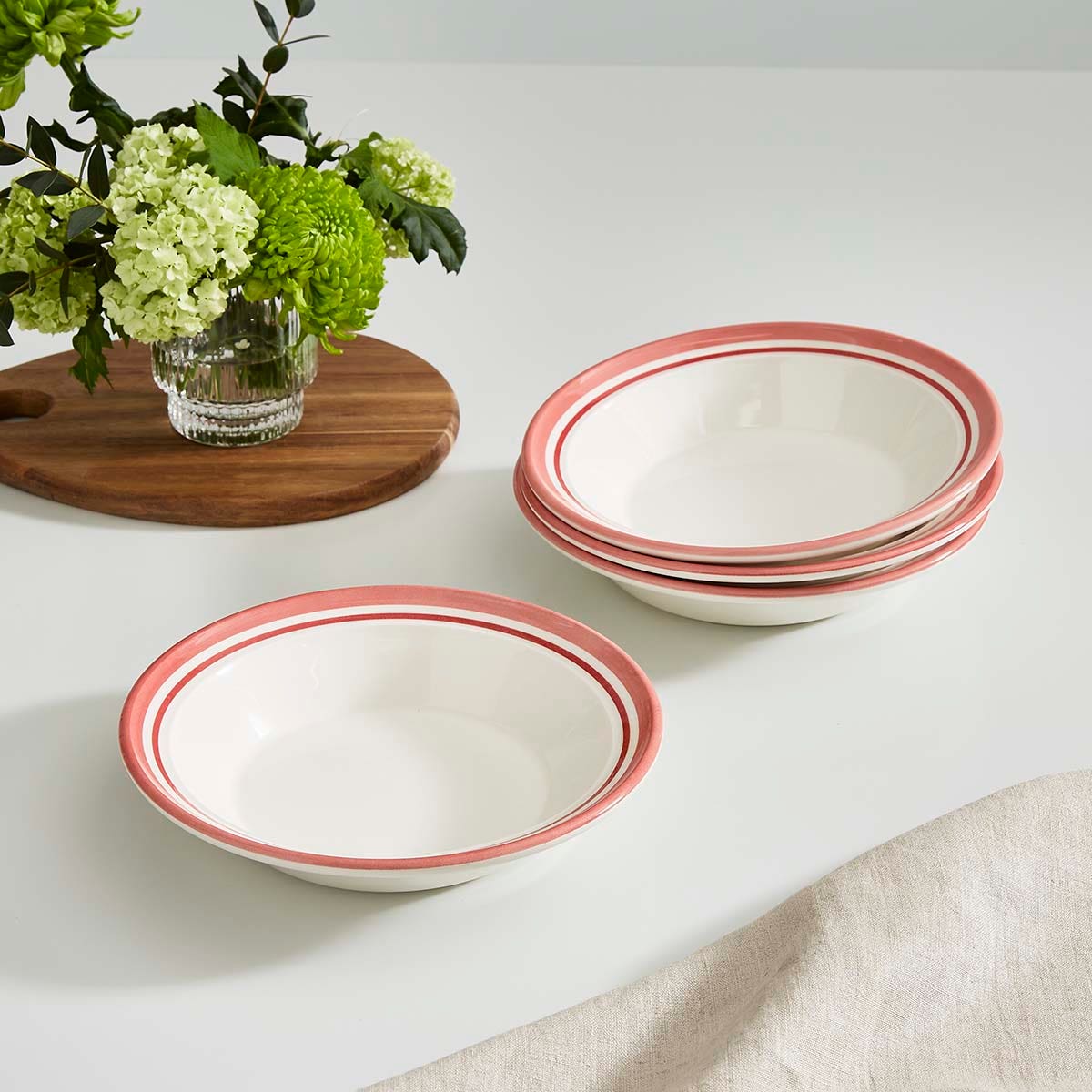 Potter's Stripe Set of 4 Soup Plates, Red