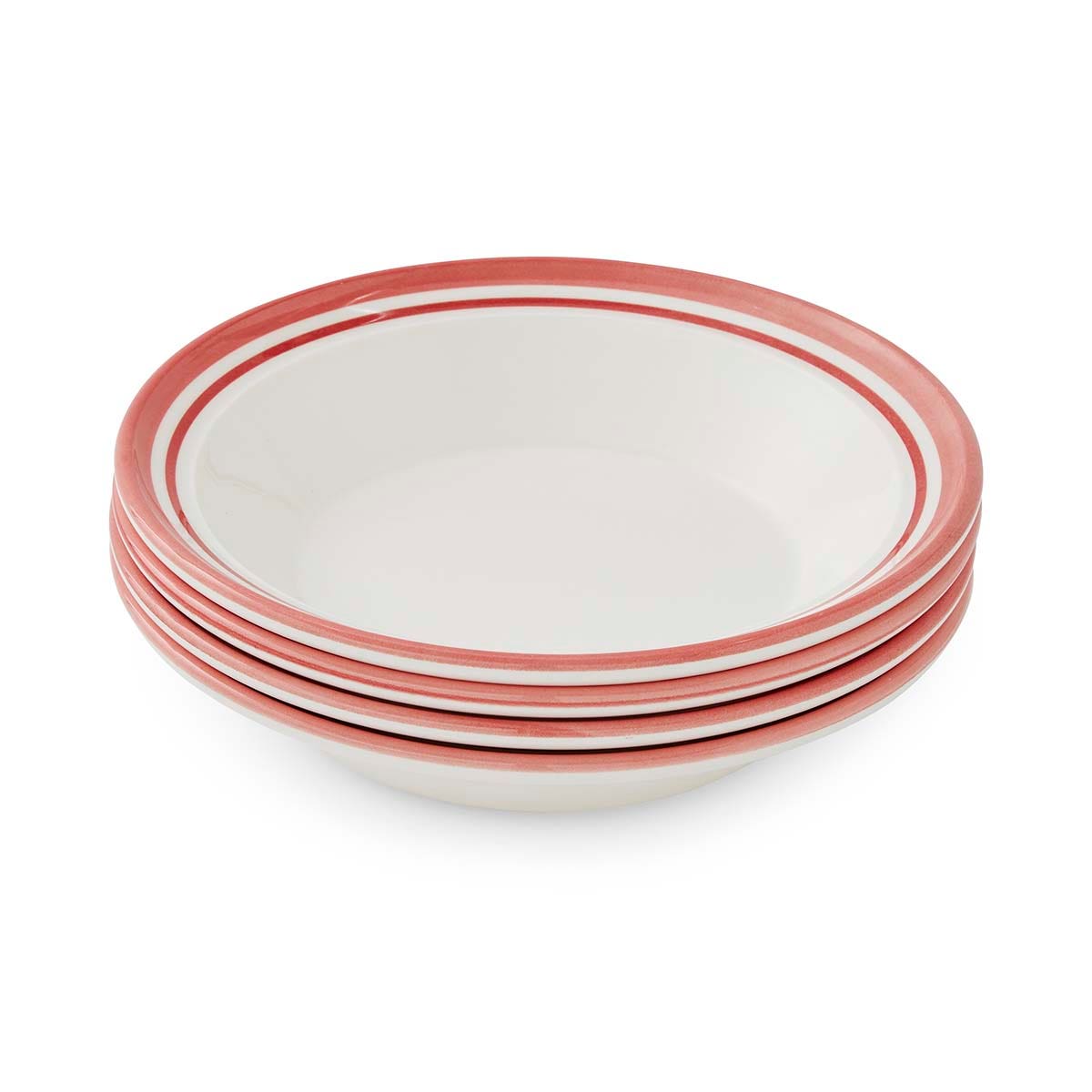 Potter's Stripe Set of 4 Soup Plates, Red
