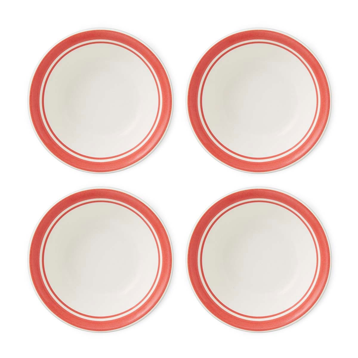 Potter's Stripe Set of 4, 13cm Bowls, Red