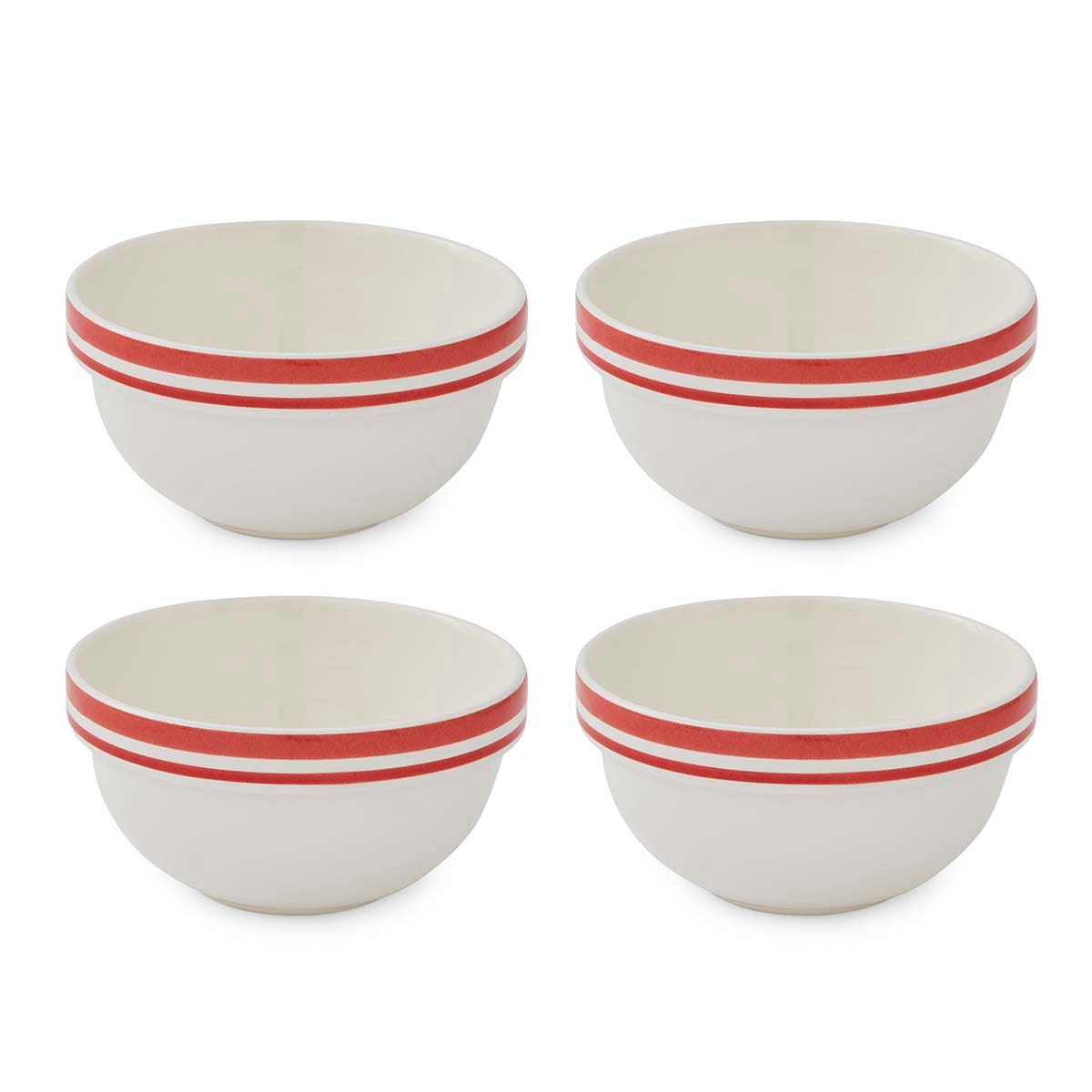 Potter's Stripe Set of 4, 5 Inch Stacking Bowls, Red