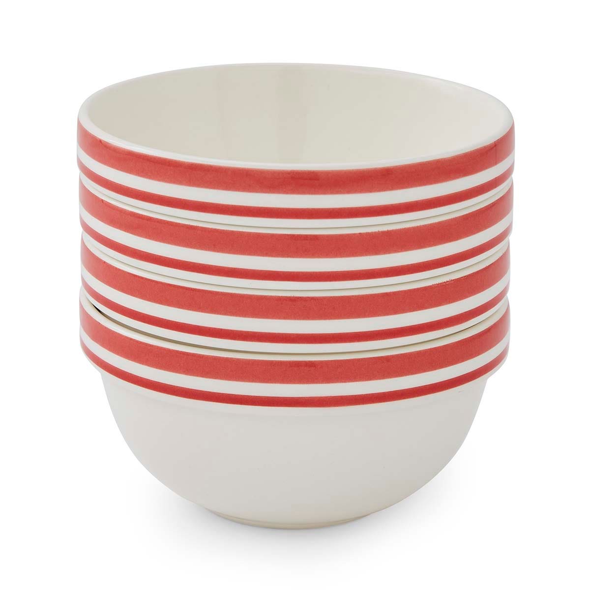 Potter's Stripe Set of 4, 5 Inch Stacking Bowls, Red