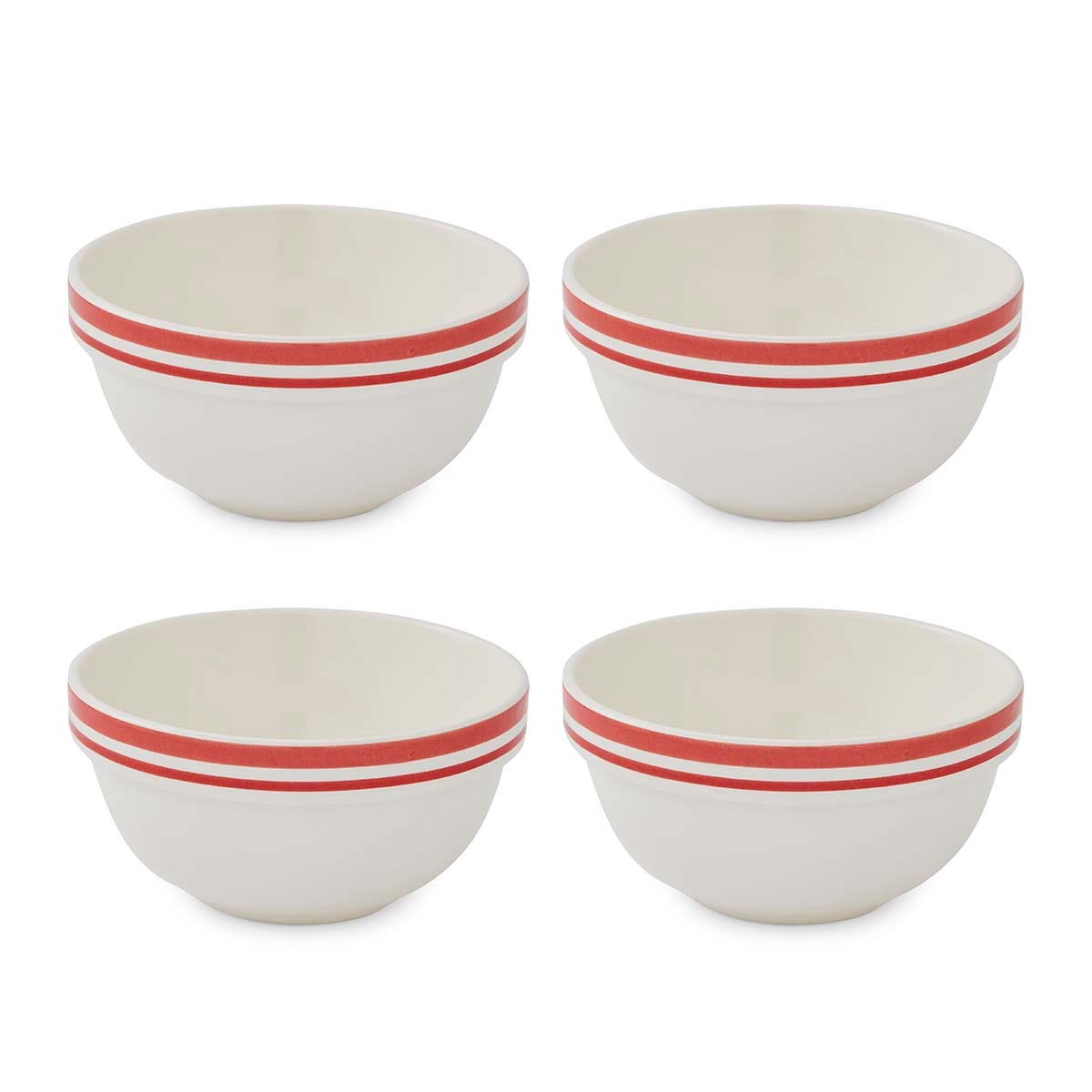 Potter's Stripe Set of 4, 5.5 Inch Stacking Bowls, Red