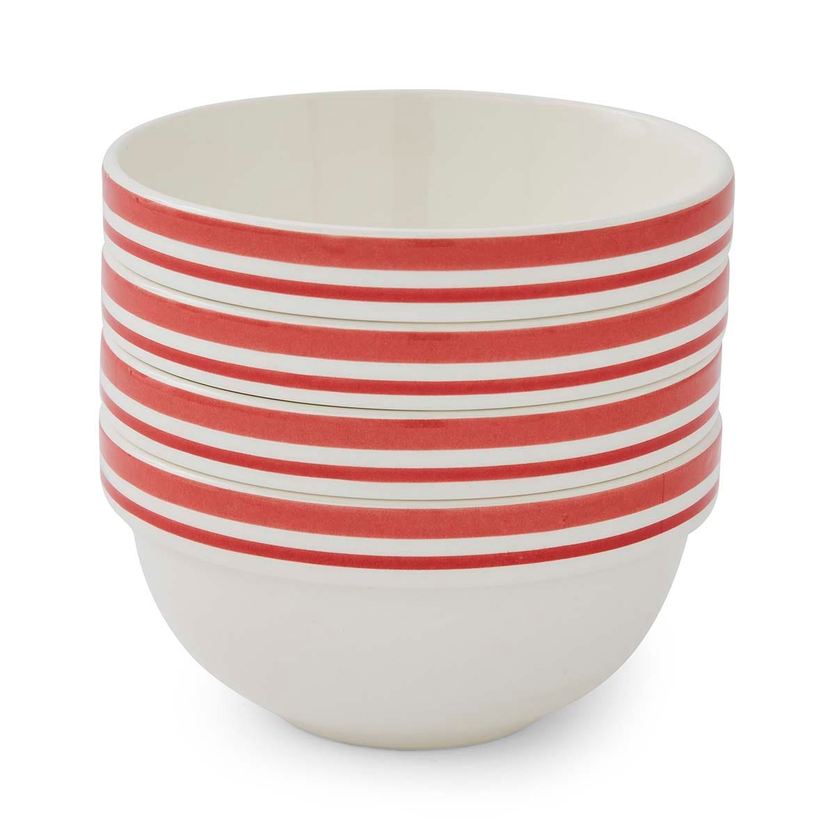 Potter's Stripe Set of 4, 5.5 Inch Stacking Bowls, Red