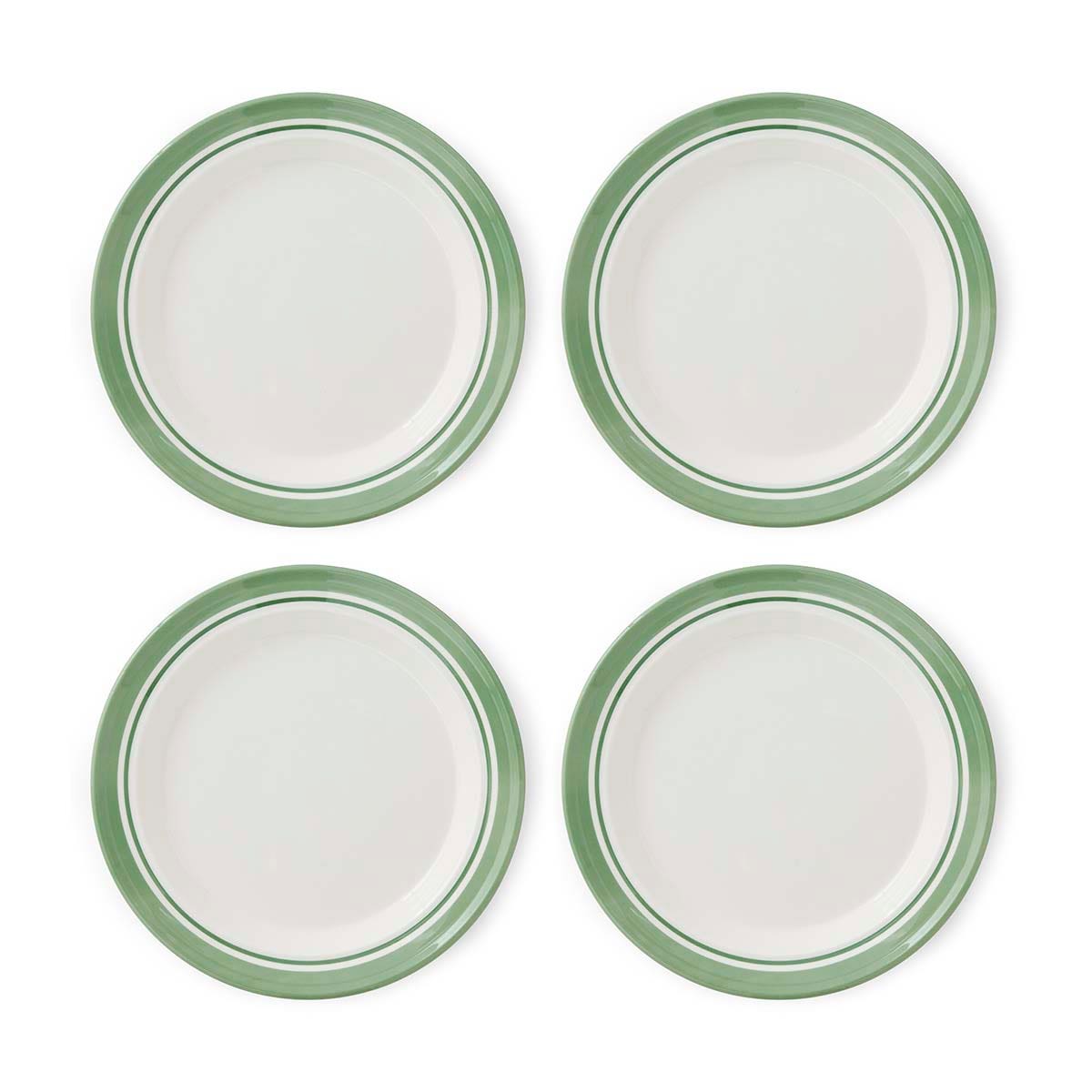 Potter's Stripe Set of 4 Dinner Plates, Green