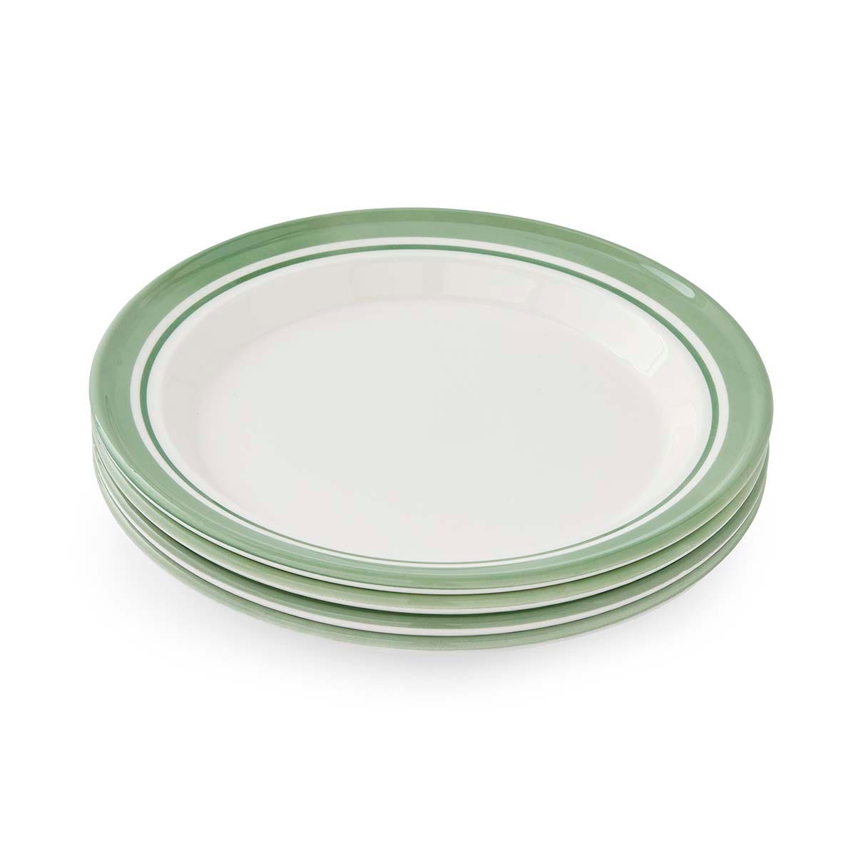 Potter's Stripe Set of 4 Dinner Plates, Green