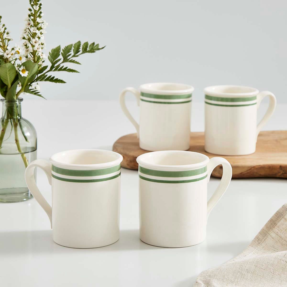 Potter's Stripe Set of 4, Breakfast Mugs, Green