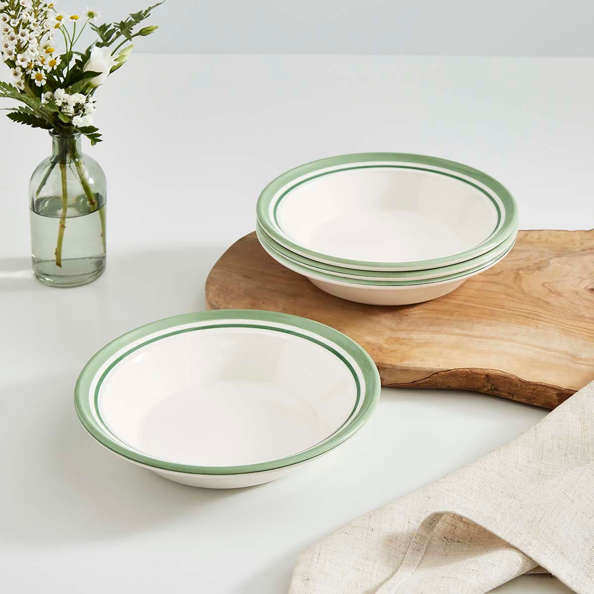Potter's Stripe Soup Plate, Green
