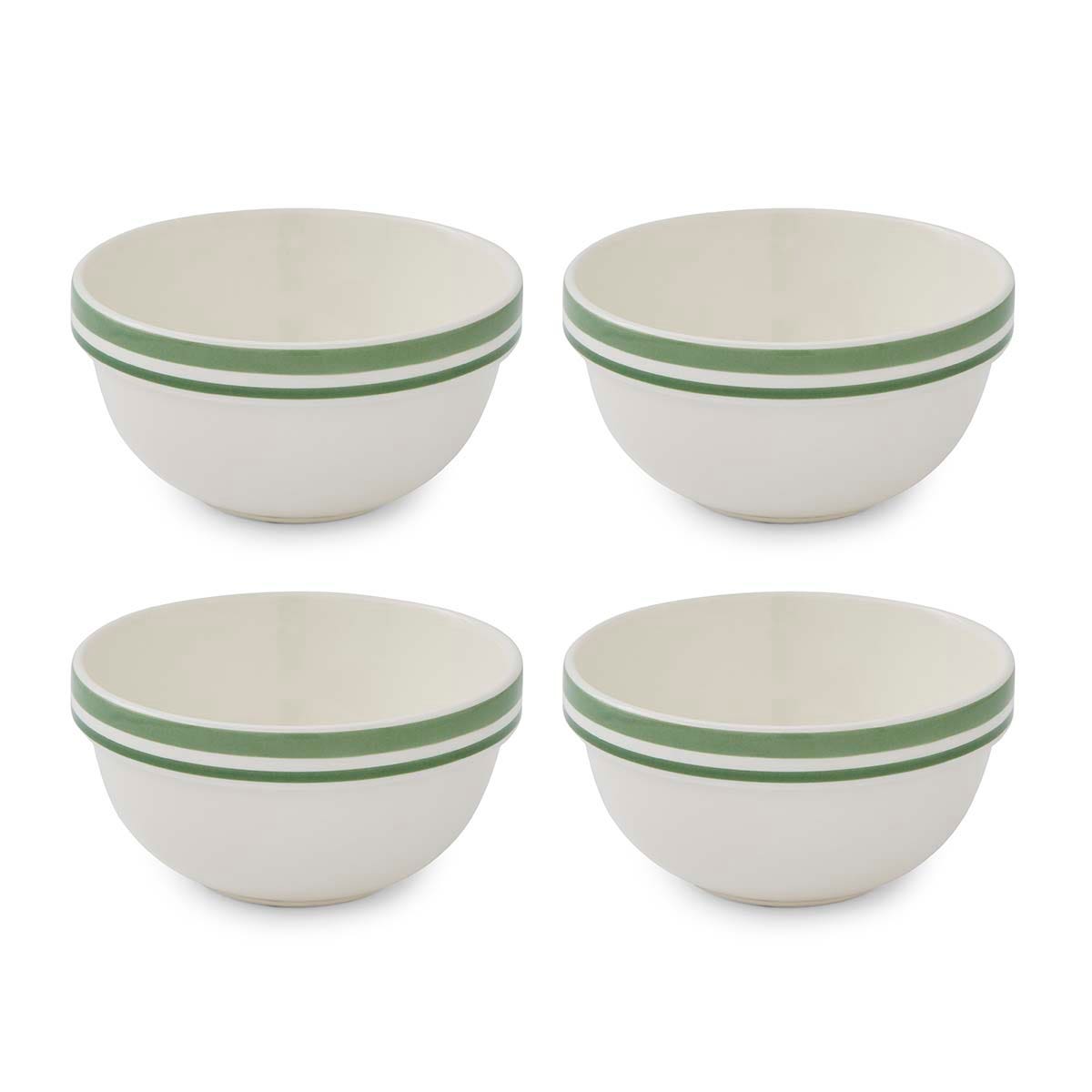 Potter's Stripe Set of 4, 5 Inch Stacking Bowls, Green