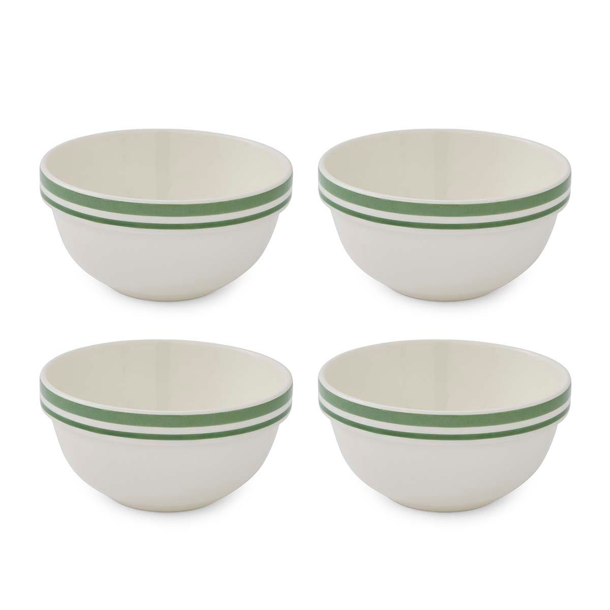 Potter's Stripe Set of 4, 5.5 Inch Stacking Bowls, Green