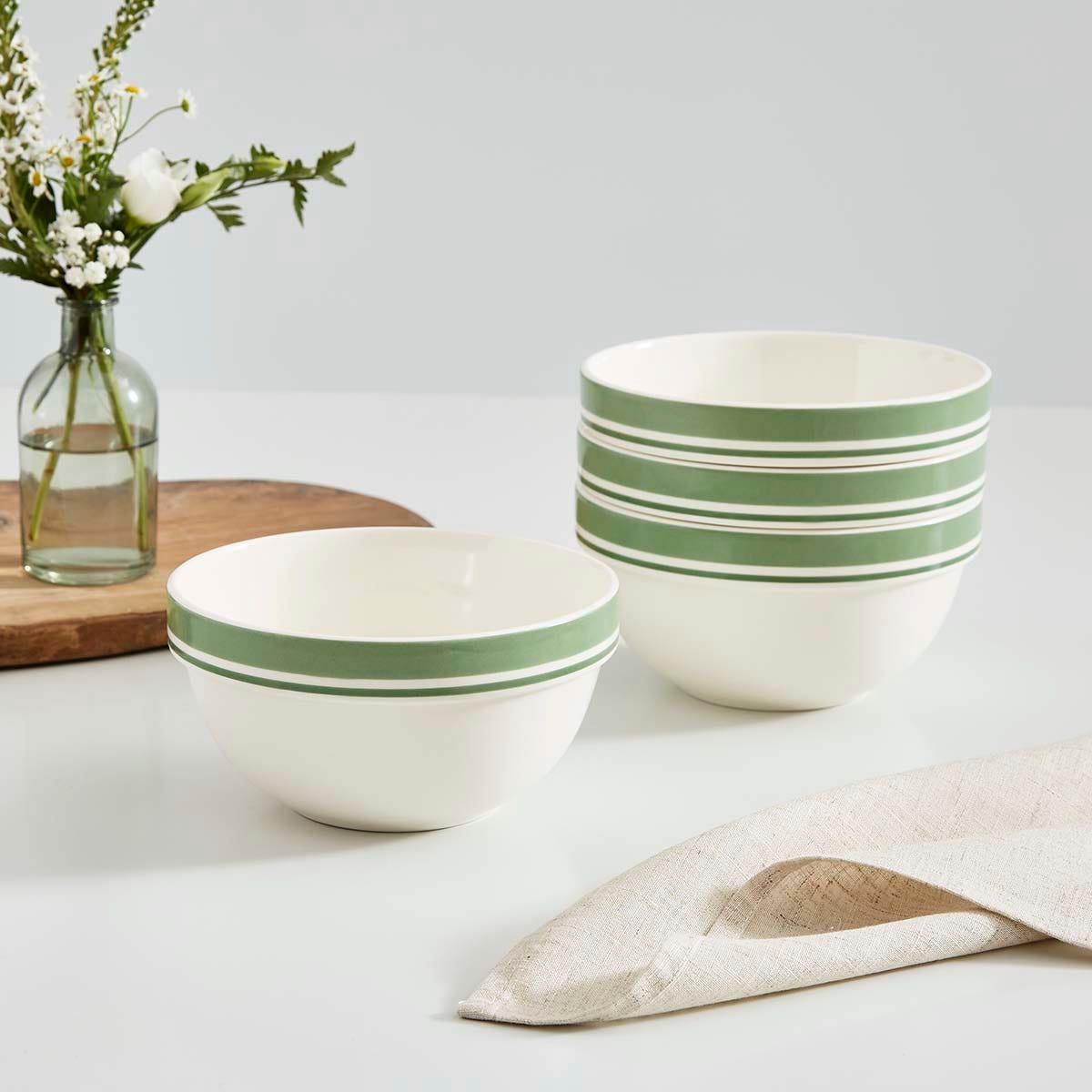 Potter's Stripe 7 Inch Stacking Bowl, Green