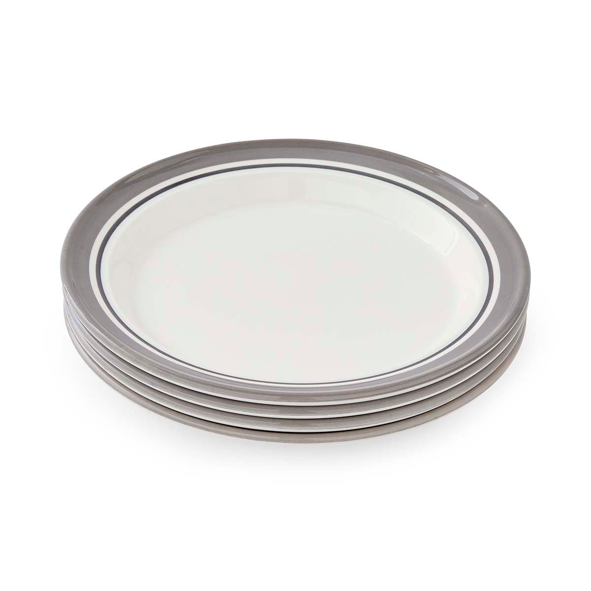 Potter's Stripe Set of 4 Dinner Plates, Grey