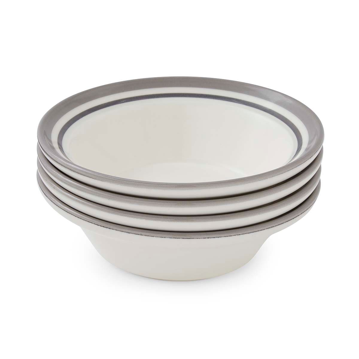 Potter's Stripe Set of 4 Oatmeal Bowls, Grey
