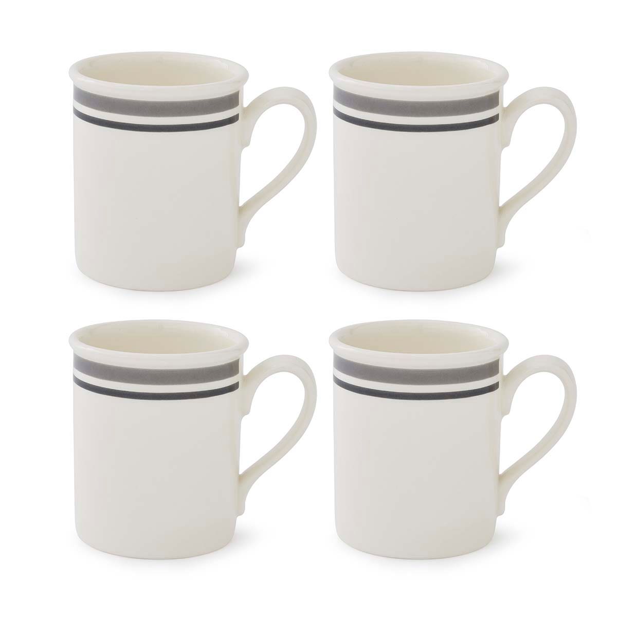 Potter's Stripe Set of 4, Breakfast Mugs, Grey