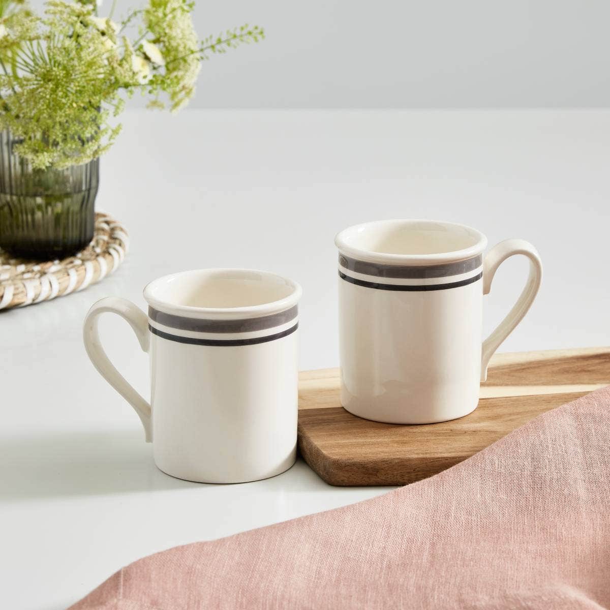 Potter's Stripe Breakfast Mug, Grey