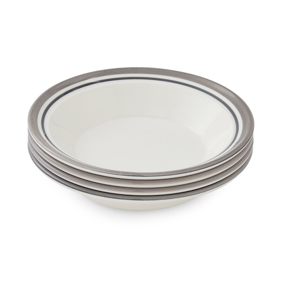 Potter's Stripe Set of 4 Soup Plates, Grey