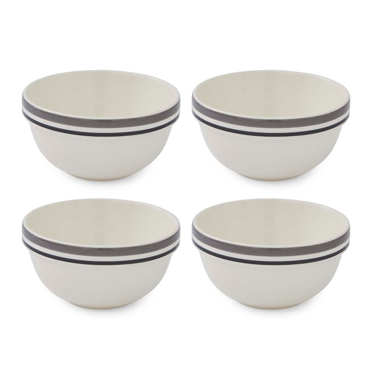 Potter's Stripe Set of 4, 5 Inch Stacking Bowls, Grey