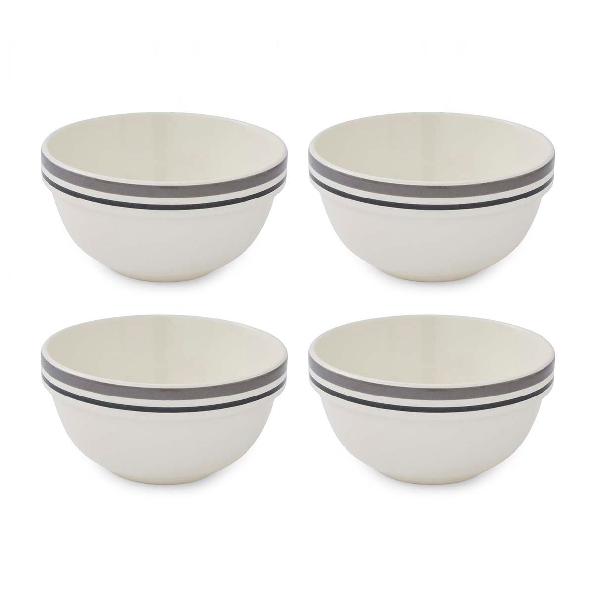 Potter's Stripe Set of 4, 5.5 Inch Stacking Bowls, Grey