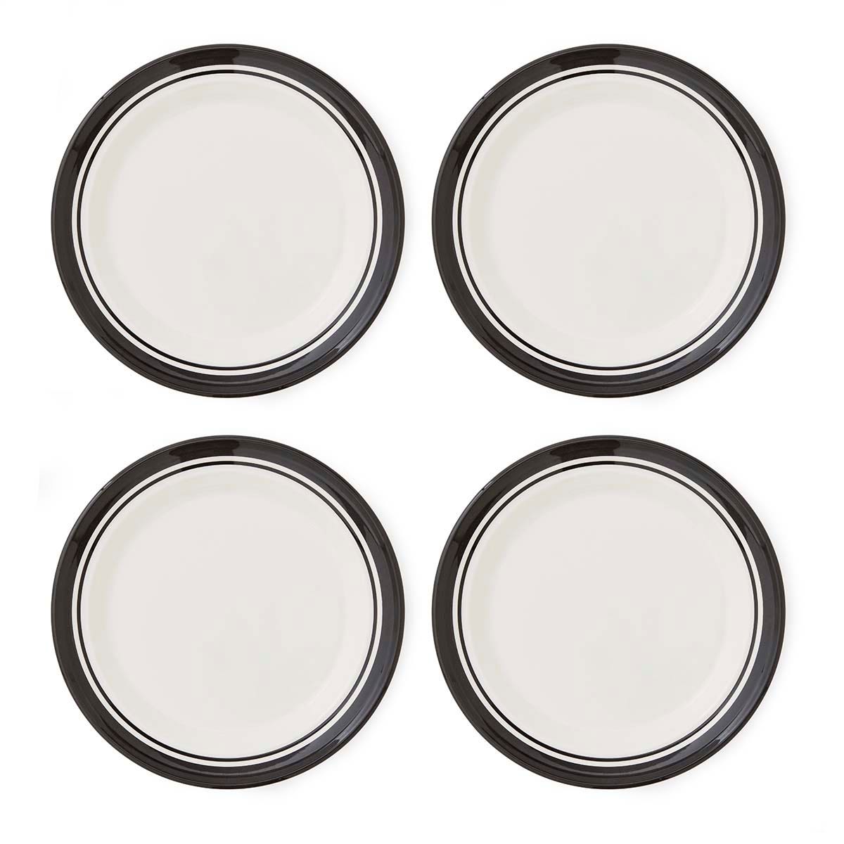 Potter's Stripe Set of 4 Dinner Plates, Black