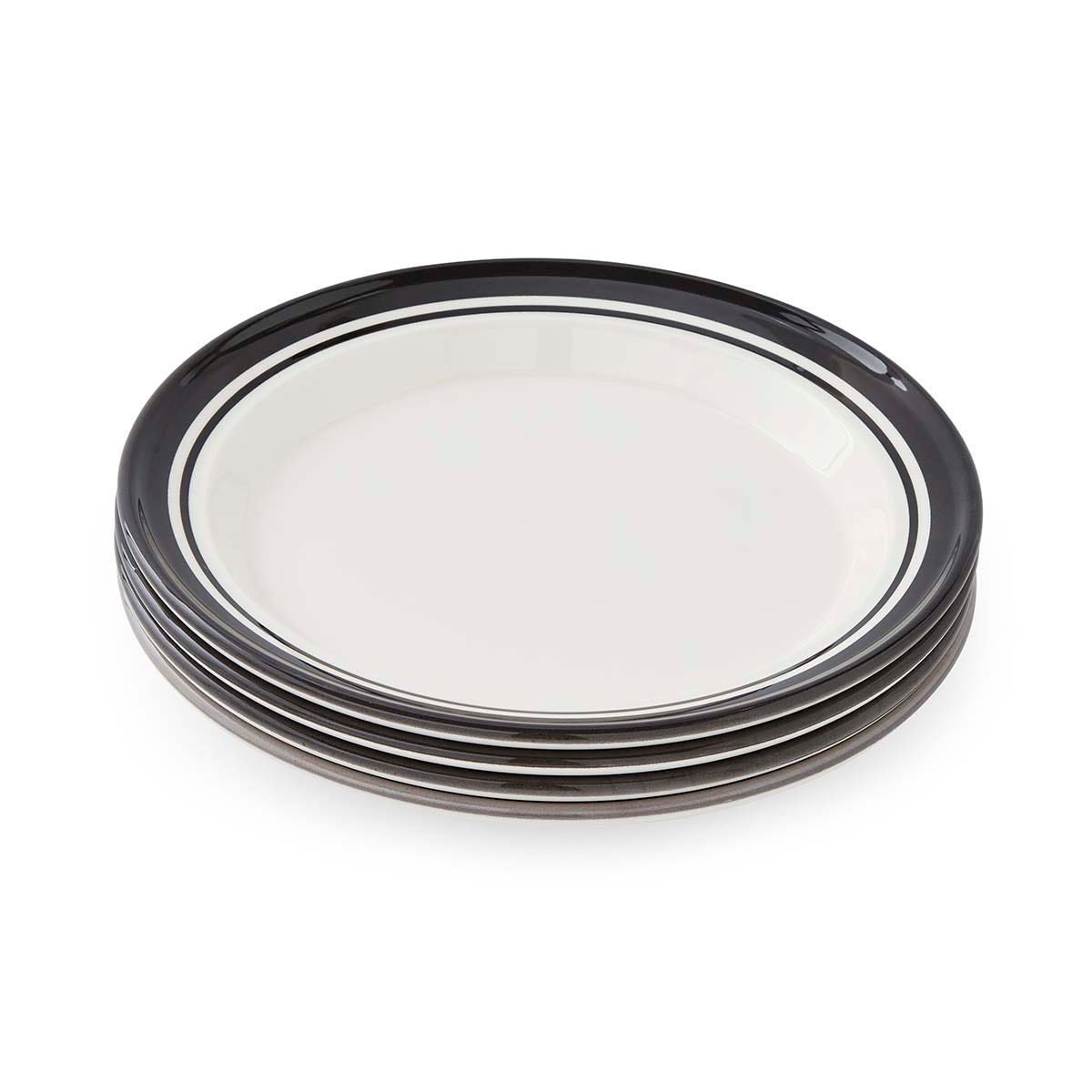 Potter's Stripe Set of 4 Dinner Plates, Black