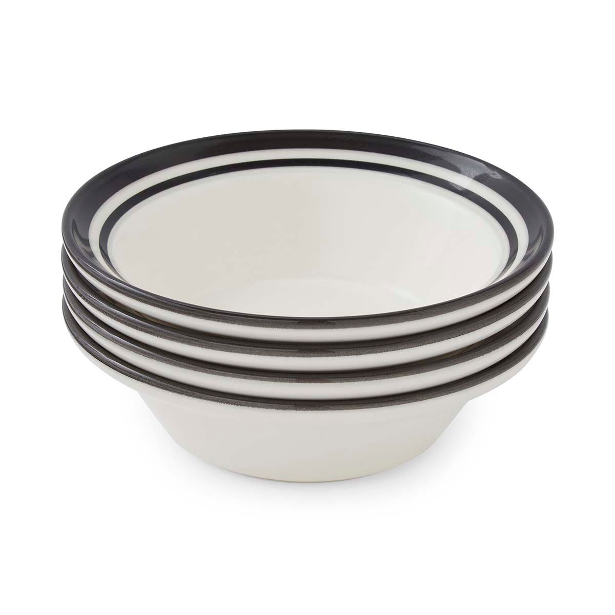Potter's Stripe Set of 4 Oatmeal Bowls, Black