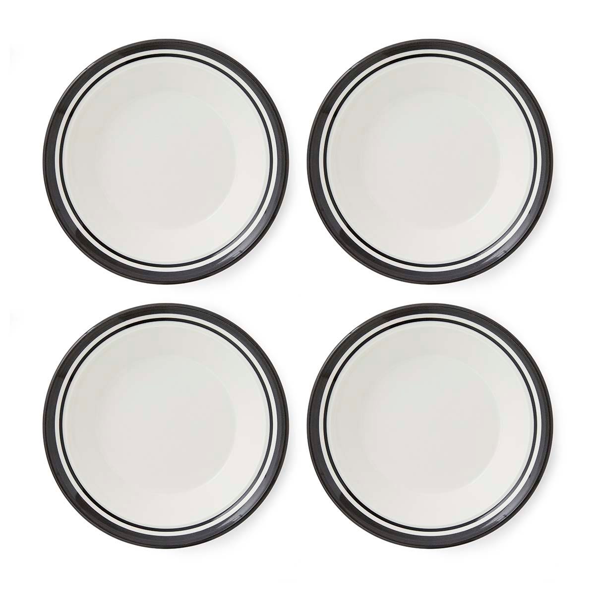 Potter's Stripe Set of 4 Soup Plates, Black