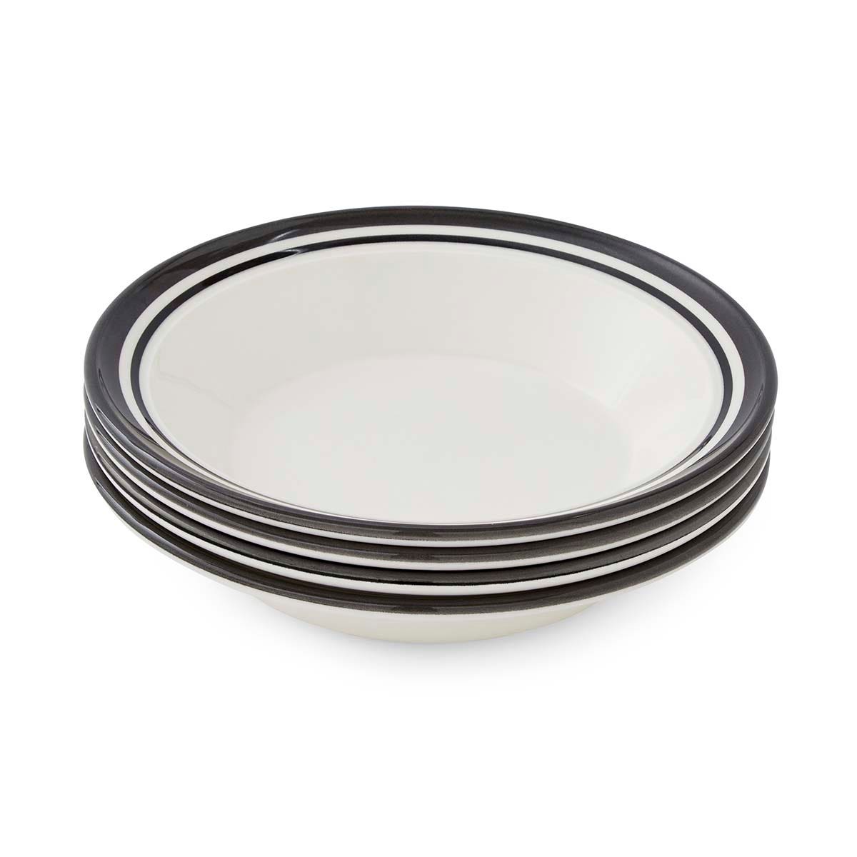 Potter's Stripe Set of 4 Soup Plates, Black