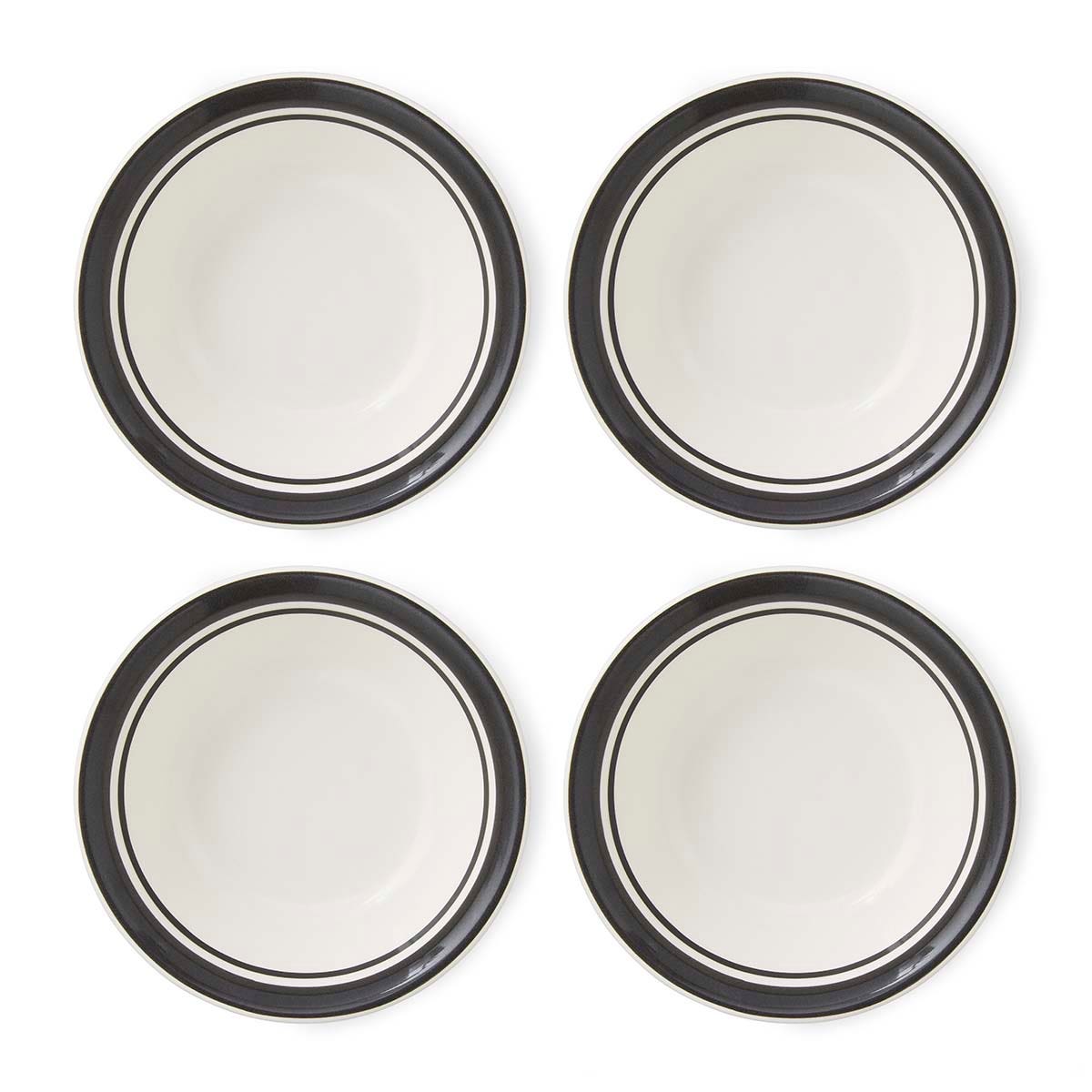 Potter's Stripe Set of 4, 13cm Bowls, Black