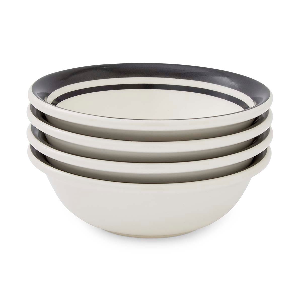 Potter's Stripe Set of 4, 13cm Bowls, Black