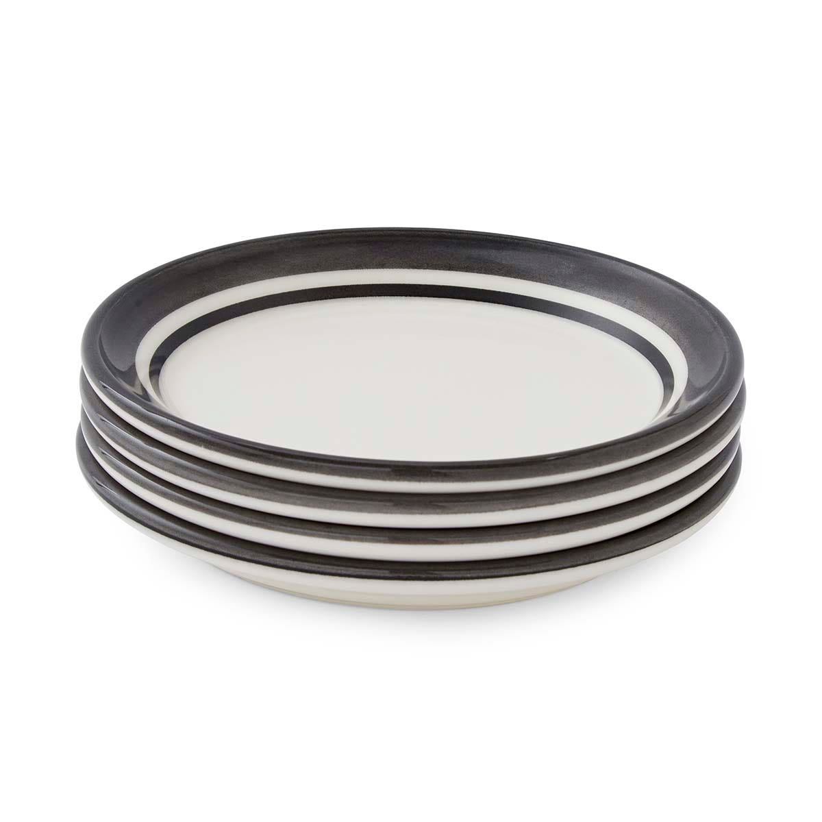 Potter's Stripe Set of 4 Bread Plates, Black