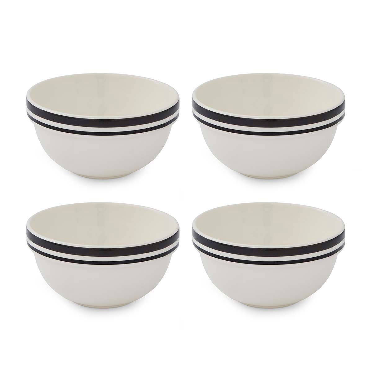 Potter's Stripe Set of 4, 5 Inch Stacking Bowls, Black