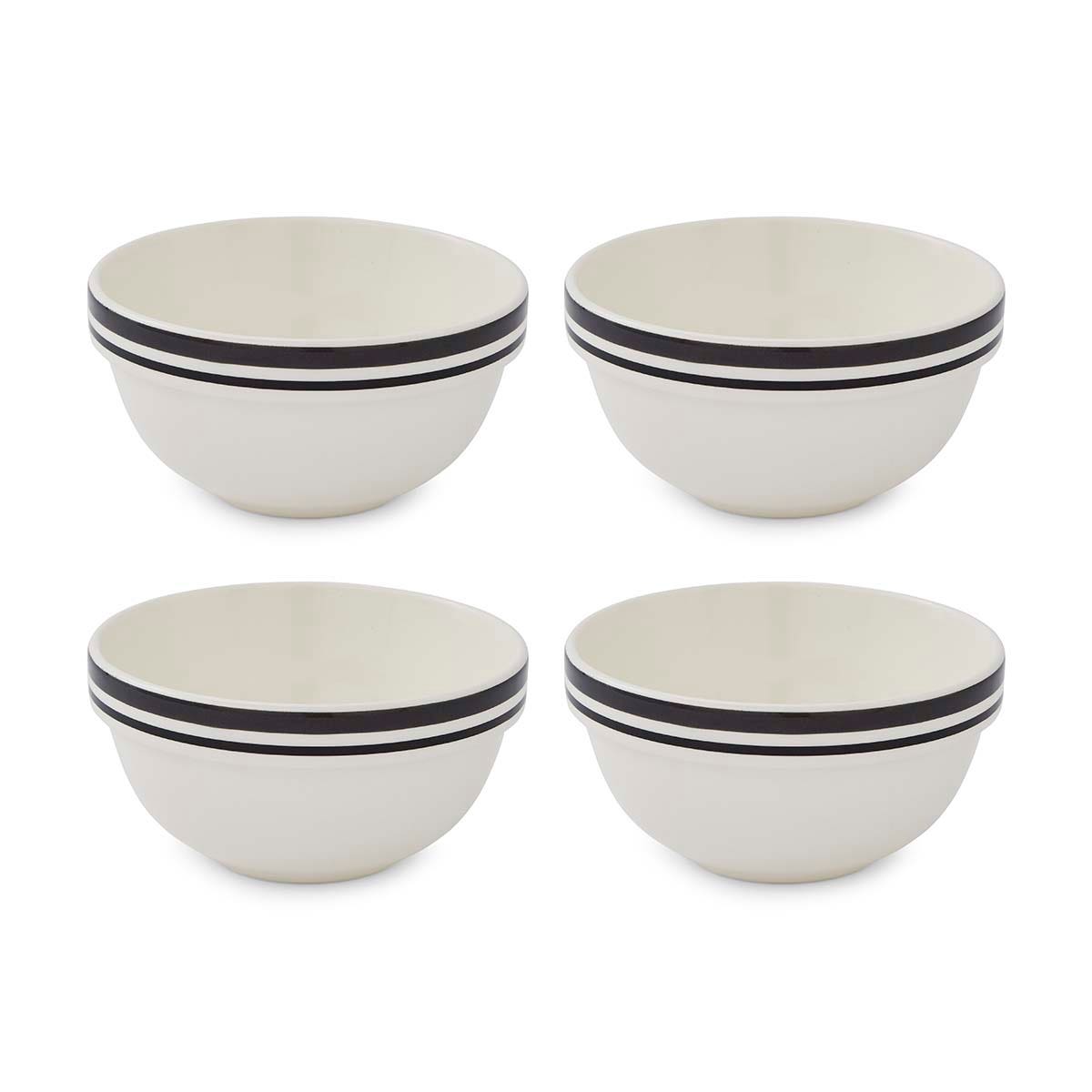 Potter's Stripe Set of 4, 5.5 Inch Stacking Bowls, Black