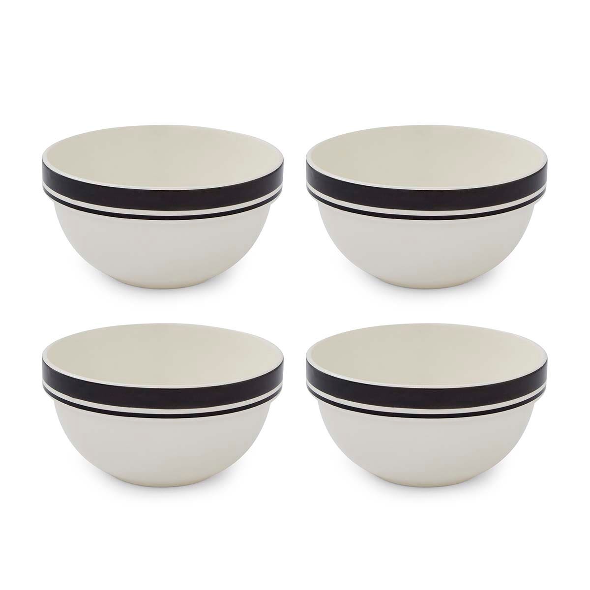 Potter's Stripe Set of 4, 7 Inch Stacking Bowls, Black
