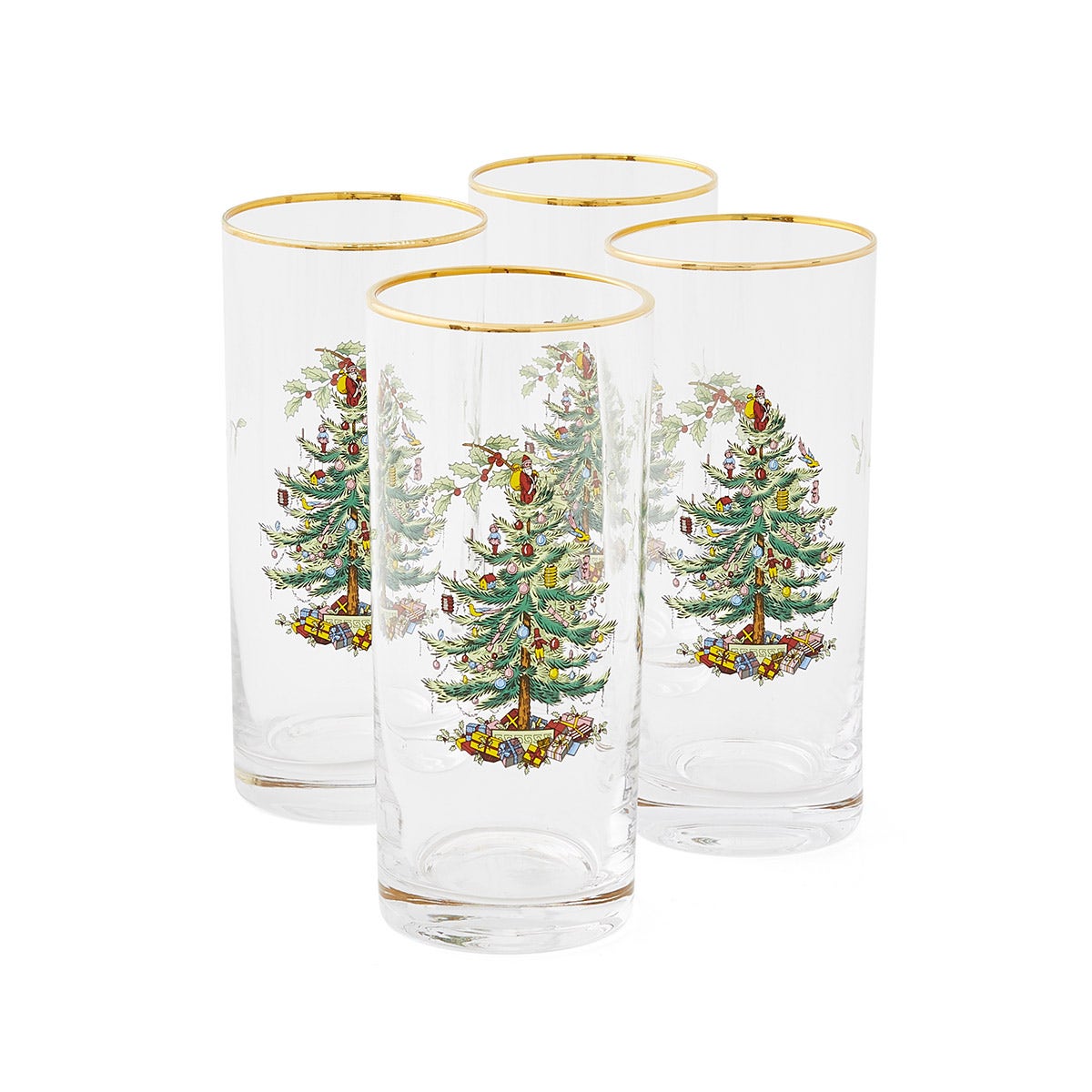 Christmas Tree Set of 4 Highball Glasses
