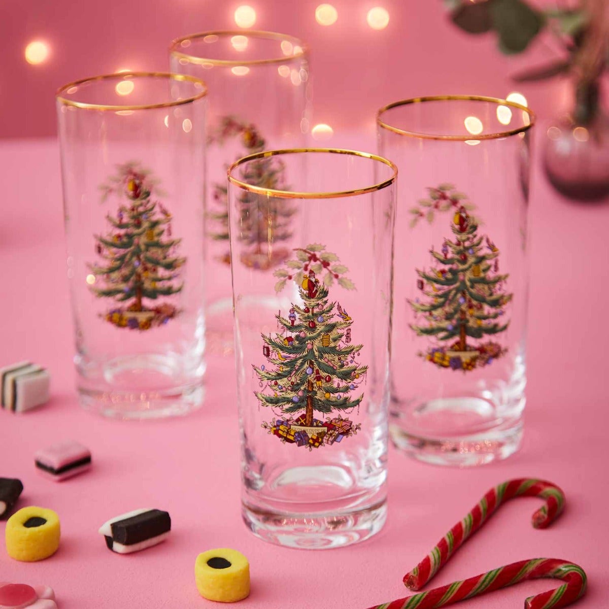 Spode Christmas Tree Stemless Wine Glasses (Set of 4)