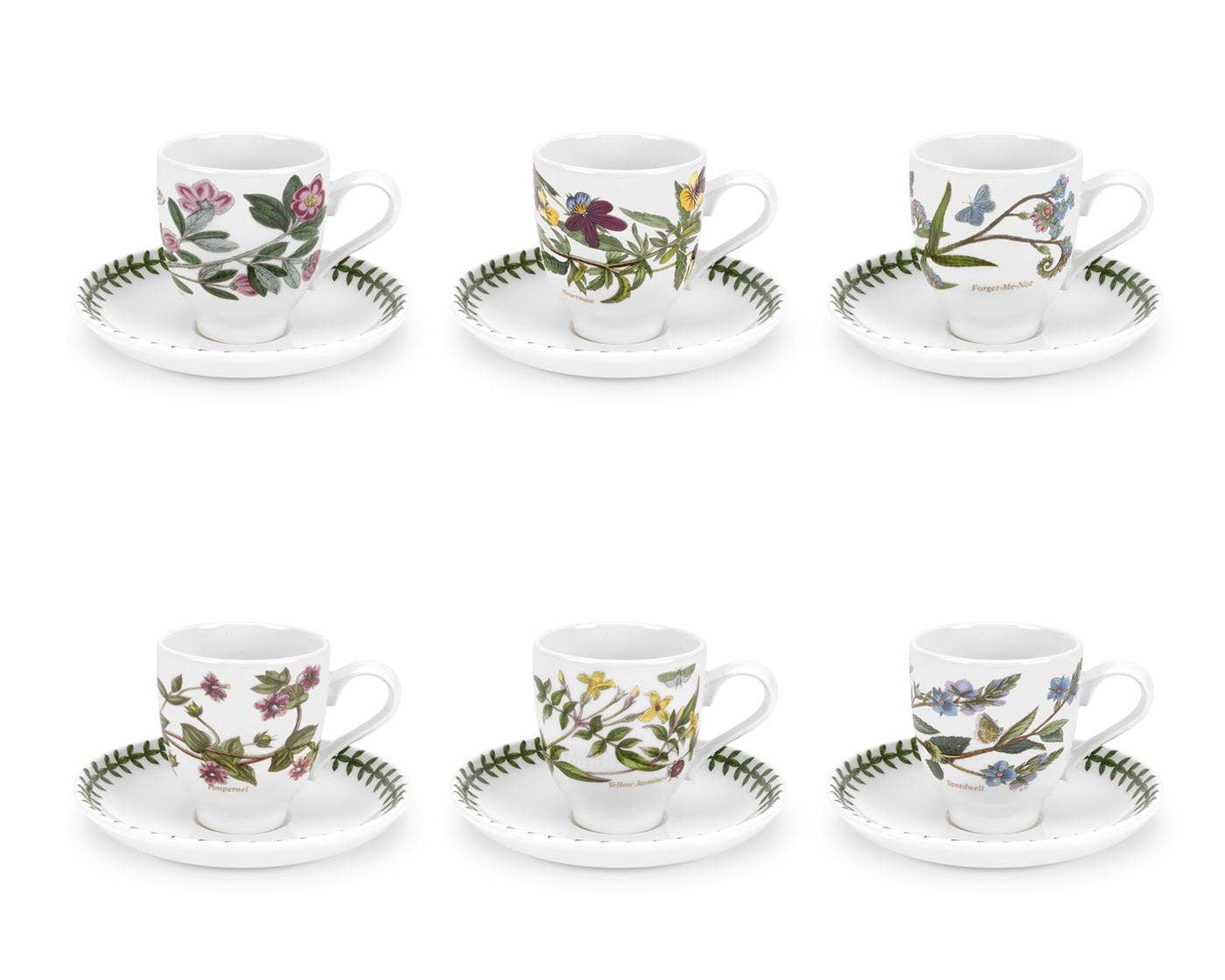 Portmeirion Botanic Garden Coffee Cup and Saucer Set of 6