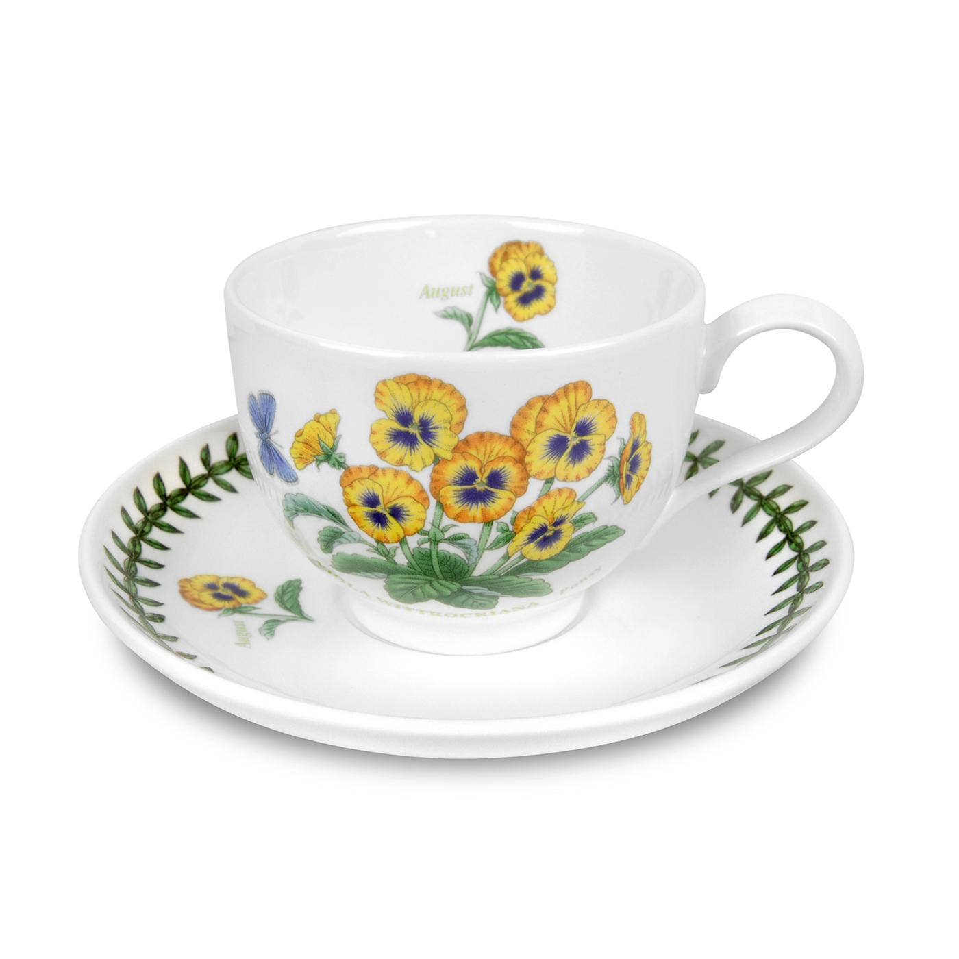 Seconds Portmeirion Botanic Garden  Flower of the Month Teacup and Saucer - August